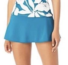 Anne Cole Soft Band Rock Swim Skirt Teal Women's Size S A3053