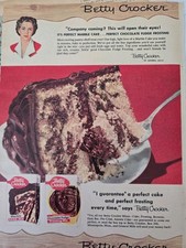1950s Betty Crocker Marble Cake Mix chocolate fudge frosting vintage ad 