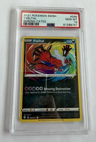 2021 POKEMON SWORD & SHIELD SHINING FATES #046 YVELTAL PSA 10