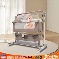 Adjustable Smart Baby Bassinet Height Bedside Music Cradle Baby Bed Crib 20kg US