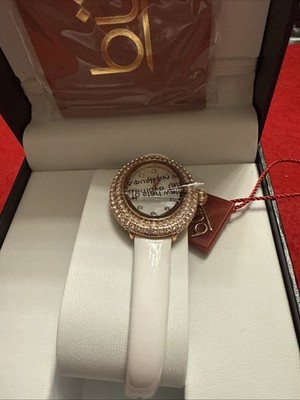 New Women's Burgi BUR234 Swarovski Crystal Oval Patent Leather Strap Watch 