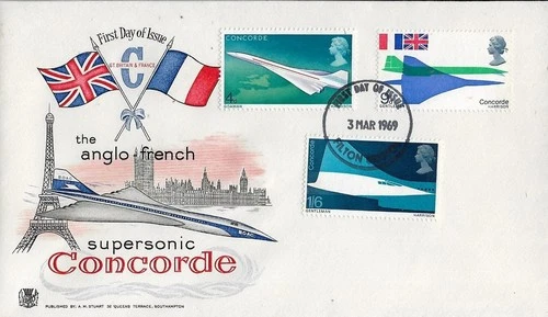 1969 CONCORDE ON SUPERB STUART FDC - FILTON FDI HANDSTAMP