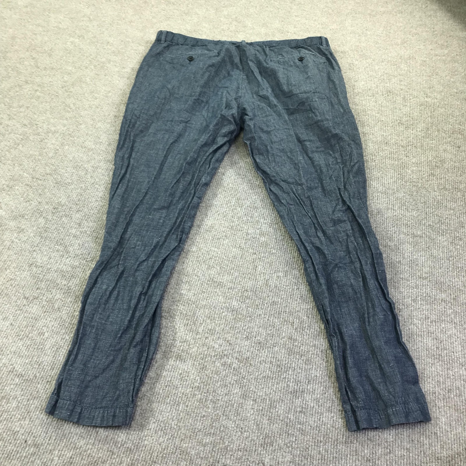 Uniqlo Pants Mens 37x28 Blue Linen Cotton Chambray Chino Straight Leg Casual thumbnail 6