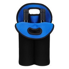 Wine Carrier Tote Bags 2 Bottle Neoprene Insulated 750ML Reusable Blue Black