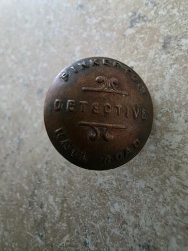  Antique Pinkerton Railroad Detective Tiffany & Co Brass / Copper Button 