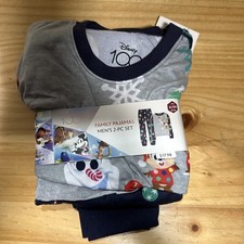 Disney 100 Mens 2-Piece Christmas Holiday Xmas Long Sleeve Family Pajama Set - S