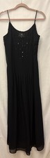 Women’s Sandra Darren Evening Maxi Dress Black Sequin Sleeveless Fairycore 14