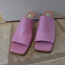 Cos Pink Leather Mule Open Toe Kitten Heel Wedding Guest Shoes Women's Size 7