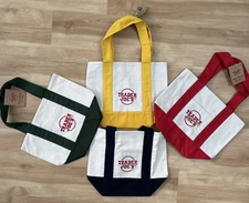TRADER JOES Mini Canvas Tote Bags - SET OF 4 - Blue Red Green Yellow