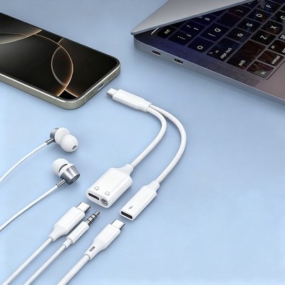 Type C Sound Chargers 3.5mm Headphone Port With Aluminum Alloys Housing PD60W