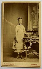 orig. CDV Foto Fotografie Bild Kind Mädchen  Mode um 1880 Würzburg Panzerbieter