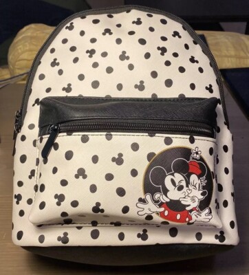 Bioworld Disney Mini Backpack. Minnie And Mickey Mouse. Black And White.