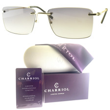 NEW  PHILIPPE CHARRIOL PC81007 C02 Shiny Silver Rectangle Rimless Men Sunglass