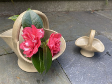 Pair Vintage Hillstonia Stoneware Pottery Posy Basket Flower Bowl