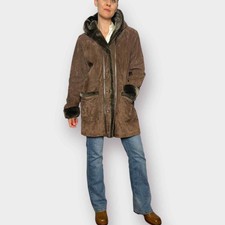 90s Fitz Wright Brown Suede Coat With Hood