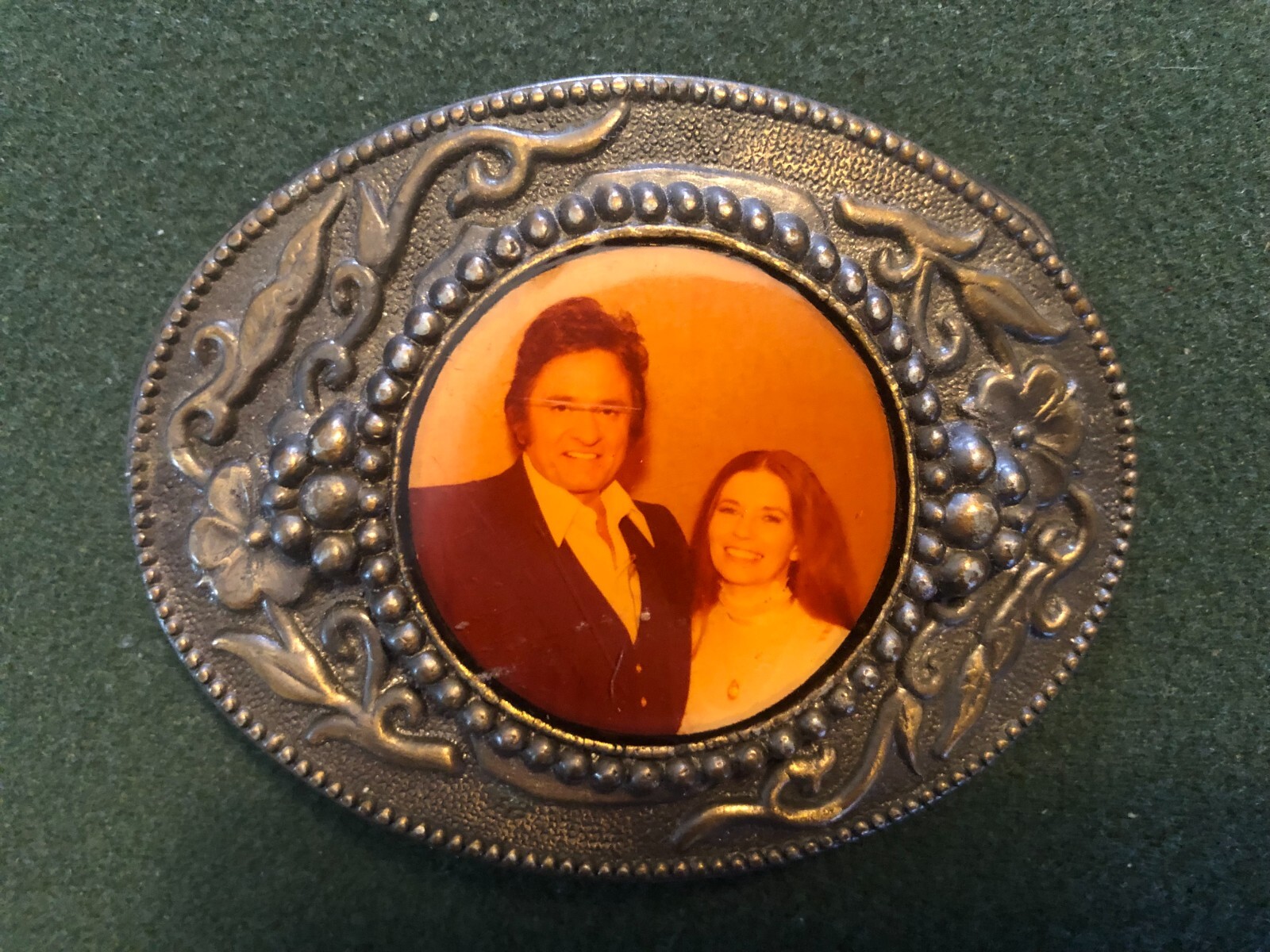 Johnny Cash and June Carter Cash Belt Buckle, Photo, Designed, Vintage