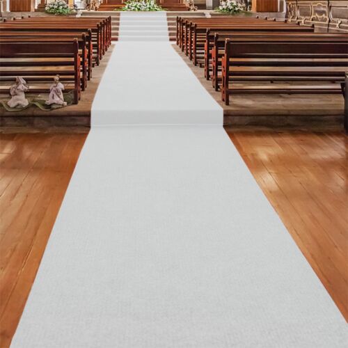Hochzeitsteppich Weiß 110 Premium Eventteppich Messeteppich Hochzeitsläufer - Afbeelding 1 van 5