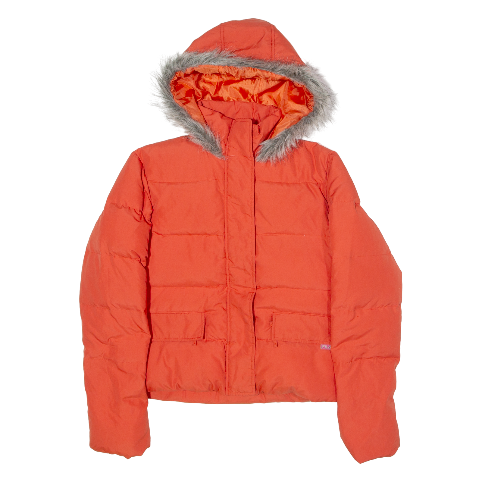 FILA Giubbotto imbottito bambina arancione con cappuccio 8 anni