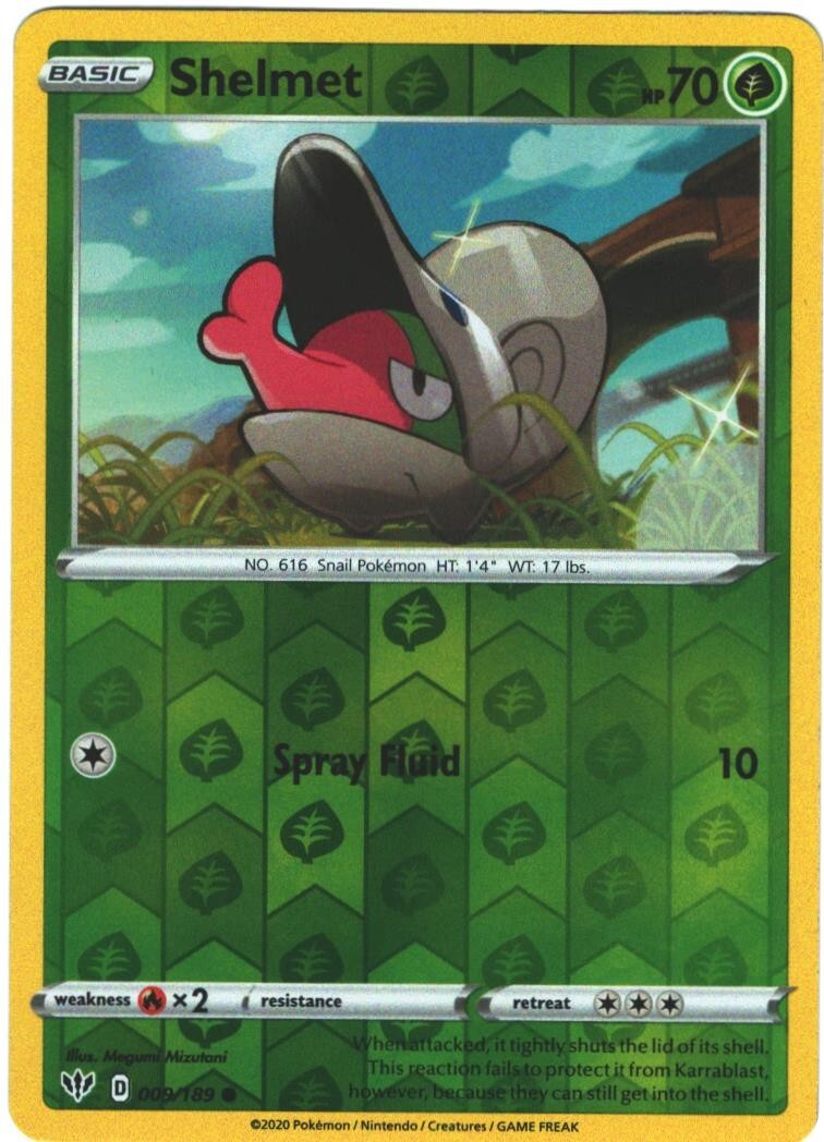 Shelmet 9/189 Darkness Ablaze Reverse Holo Common Pokemon Card Pokémon TCG 009