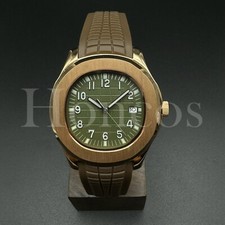 Custom Made PP Style Watch NH35 Automatic Movement Aquanaut GN Dial RG Bezel BN