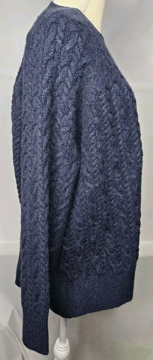 On 34th Womens Plus Size 0X Crewneck Cotton-Blend Cable-Knit Blue