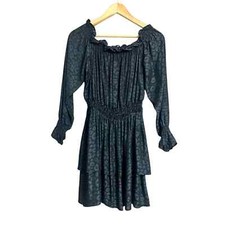 Show Me Your Mumu Black Leopard Ruffled Dress Small