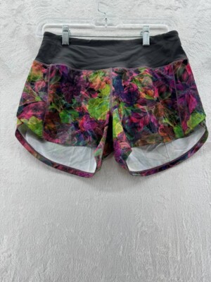 NWOT  Lululemon Speed Up Mid-Rise Lined Short 4'' Vivid Floral Tone Multi Size: 4