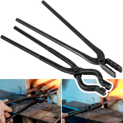 2Pcs Blacksmith Tongs Set Wolf Jaw V-Bit Tong Bladesmith Tools Knifemaking Forge