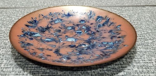 Vtg FLO SANDERS Studio Art ENAMEL On Small COPPER PLATE Abstract Design Signed - Picture 6 of 7