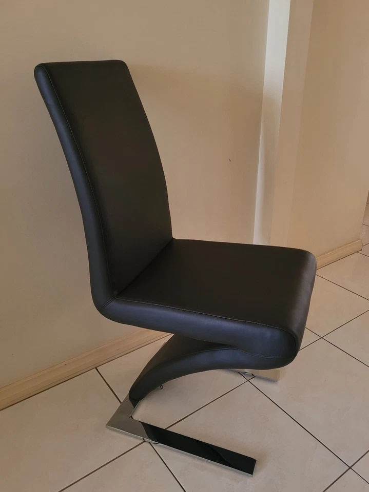 4x NEW Dining Chairs Set Z-Shape Dark Brown Faux Leather - image 4 of 4