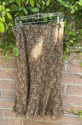 Charter Club Skirt 22W Brown Paisley Dreamy Chic Vtg 2000s ￼Silky Smooth Midi