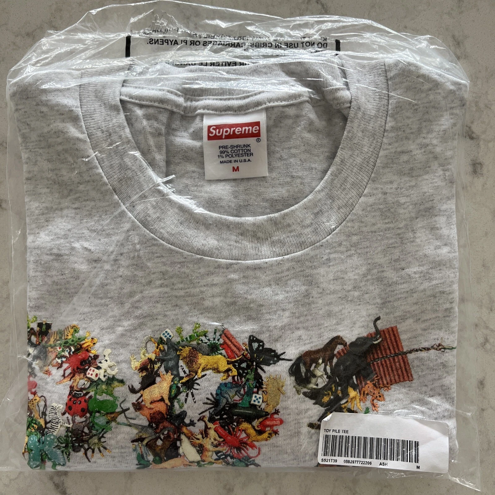 T shirt Supreme TOY PILE gris cendres taille moyenne neuf étiquettes scellées expédié maintenant