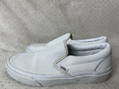 Vans Slip-On White Perf Leather Classic Sneaker Shoes 507452 Size