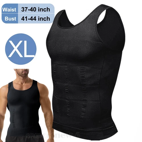Mens Body Shaper Belly Chest Compression Slimming Shirt Tank Top Abs Girdle Vest - Picture 23 of 56