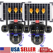 2 Lens Solar Battery Wireless WiFi Outdoor PTZ Home Security Camera System CCTV