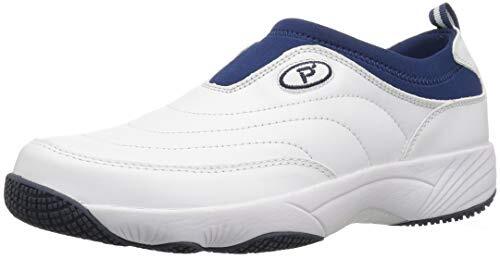 Propet Men's Wash N Wear Slip on II - SR White Navy - 10.5