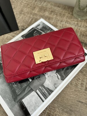 NWT Michael Kors Astrid Quilted Soft Leather Carryall Wallet