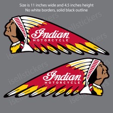BM-12057 Indian Motorcycle Gas Tank Chief Sticker Window Decal 11 inch PAIR