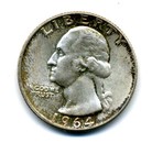 1964 P Washington Quarter 90% SILVER AMERICAN US 25 Cent U.S OLD Nice Coin #7450 — photo 1