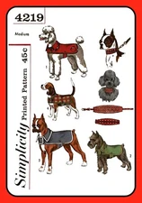 Dog COAT Pattern w COLLAR Size Medium 16-18-20 4 Styles Simplicity 4219 Vtg 1962