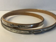 Vintage Lot Of 2 Wood & Metal Embroidery Hoops Spring Tension 6” 4” Made In USA