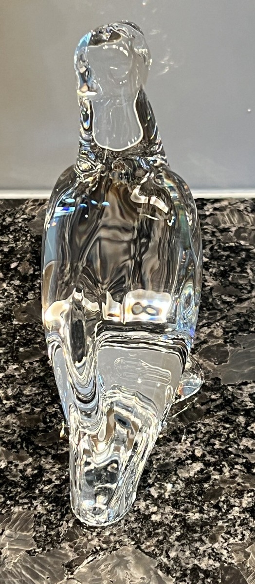 VINTAGE BACCARAT CRYSTAL 4” PARROT CLEAR GLASS FIGURINE