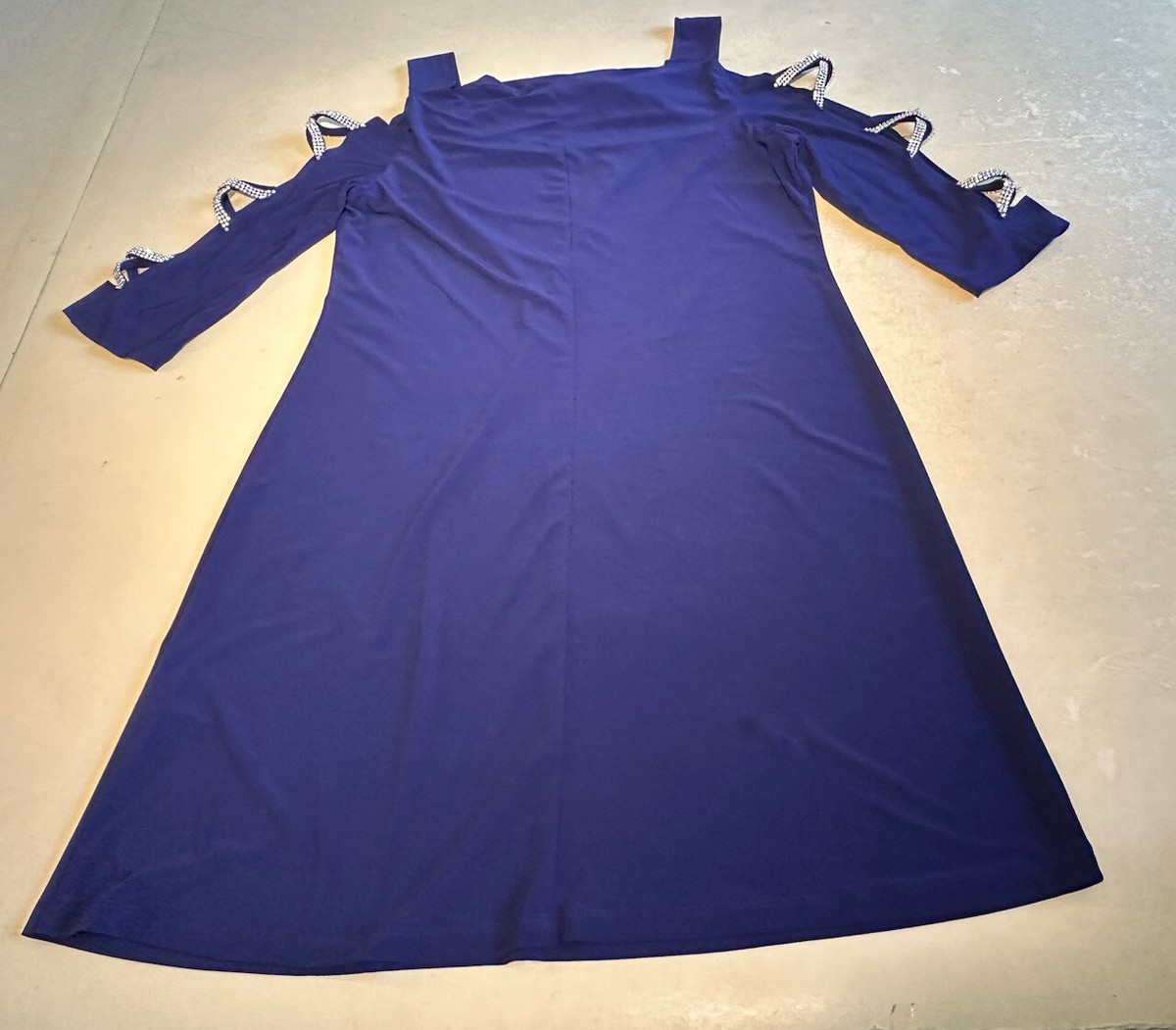 MSK Womens Royal Blue Jersey Event Dress / Rhinestones Sz L Pre-owned | eBay