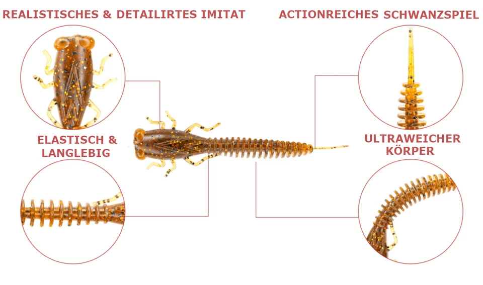 Fanatik Köder X-LARVA 5-10cm Gummiköder Gummifisch Jig Softbaits mit Aroma - Bild 2 von 2
