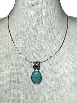 Vintage Barse Sterling Silver 925 Italy Amazonite Necklace Omega