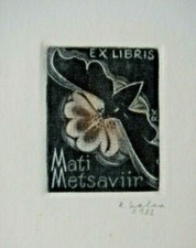 exlibris ex-libris bookplate art R.Kalka for Mati Metsaviir 1983
