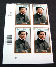 US  Stamp Plate Block Scott# 3651 Harry Houdini 2002 MNH H333
