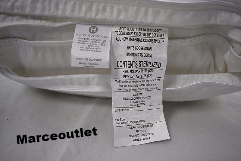 Hotel Collection European White Goose Down KING Pillows Medium Support