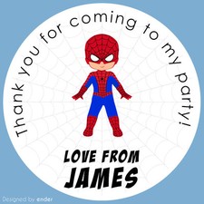Sheet of Personalised Spiderman Hero Stickers Sweet Cones Party Gloss Matte