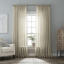 NIP Rod Pocket Panels 1 PAIR crushed voile soft platinum 50 x 84